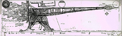 1981 - Teichfigur - Entwurf fuer Waldau - Silberschwan - Tusche 55x182